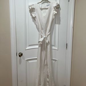 New York & Company Flutter-Sleeve Tie Jumpsuit